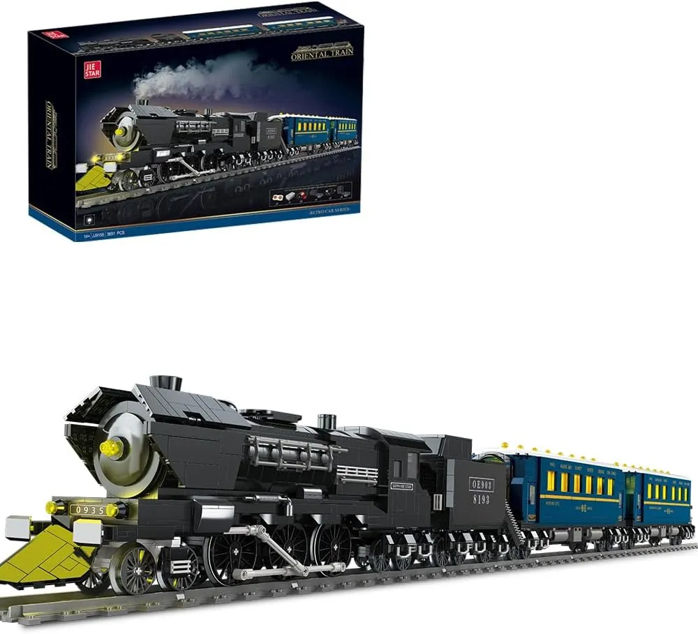 Trains Building Blocks Set, MOC City Train Lovers Building Block Toy Kit, Large Freight Railway Steam Train Model for Adults