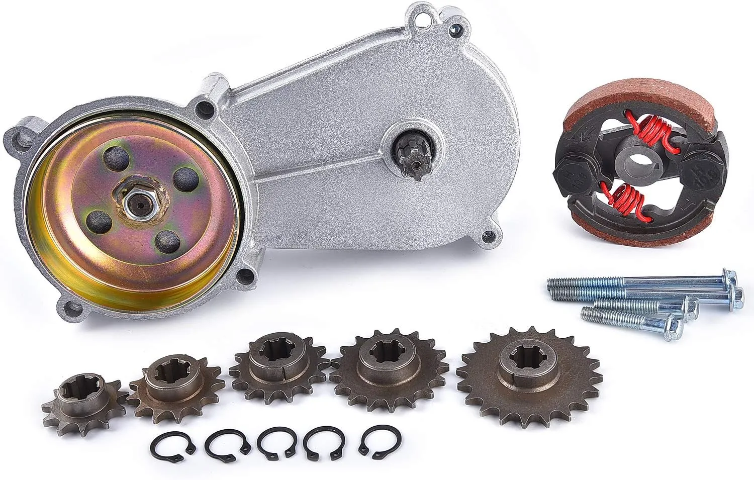 Transmission Gear Reduction Box Clutch Replacement for 47cc 49cc 2-stroke T8F 11T 13T 14T 17T 20T Teeth Pocket Mini Bike Silver