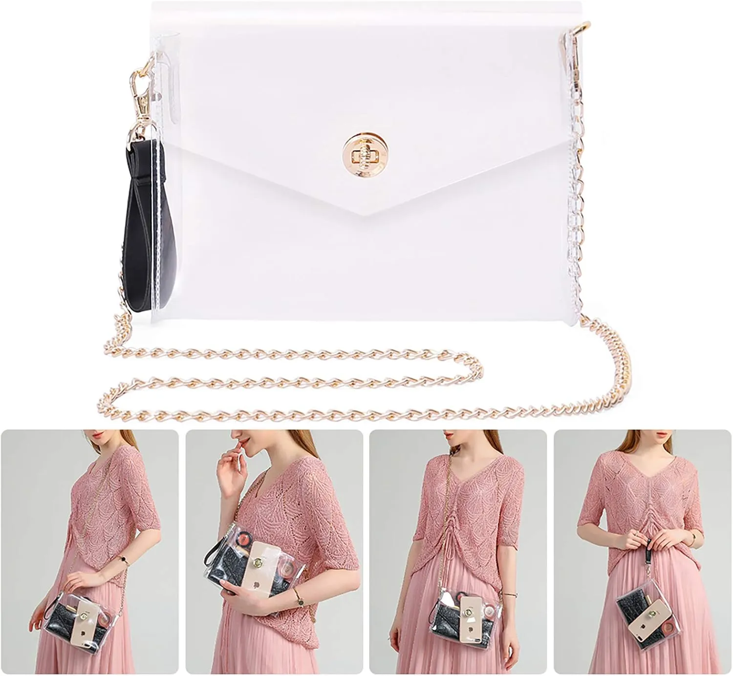 Transparent Clutch Clear Purse Crossbody Shoulder Bags Stadium Approved Bags