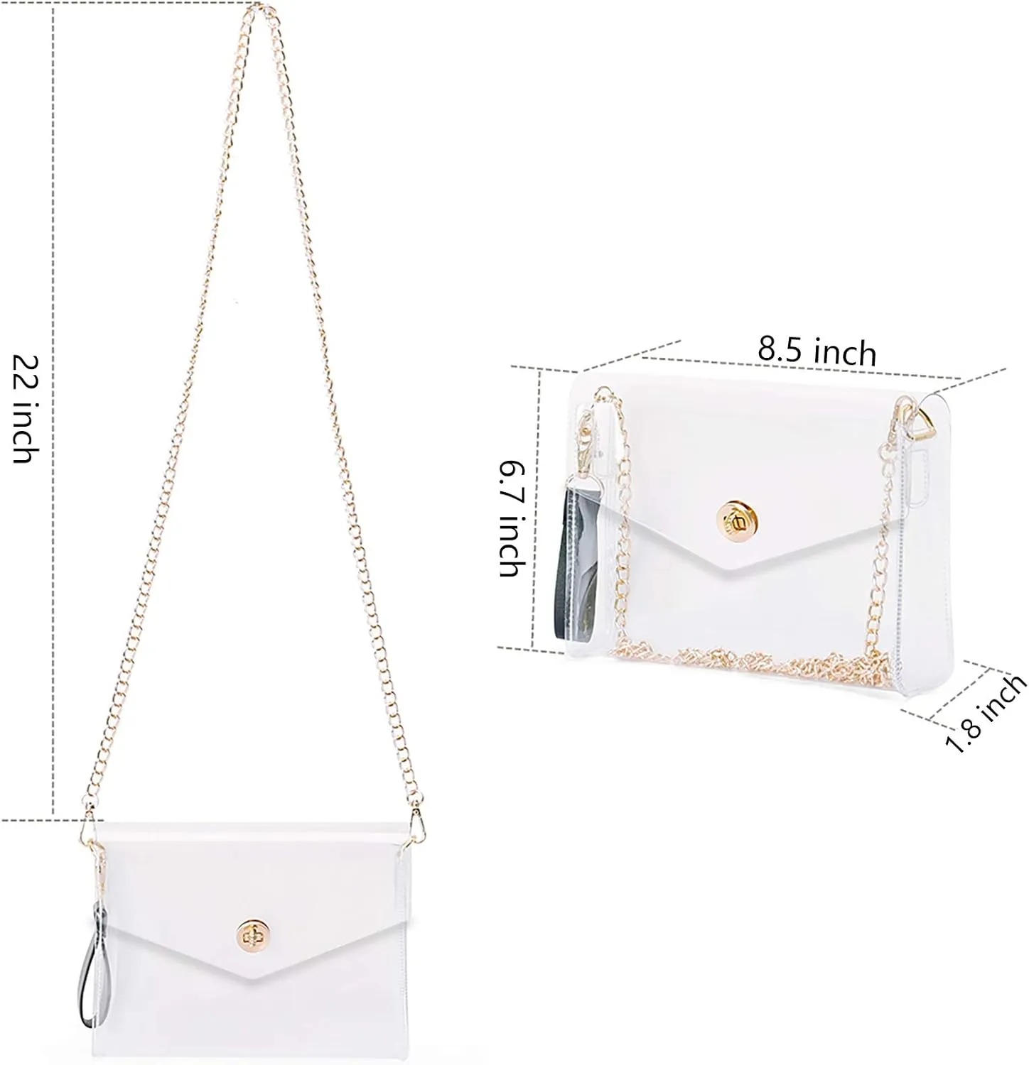 Transparent Clutch Clear Purse Crossbody Shoulder Bags Stadium Approved Bags