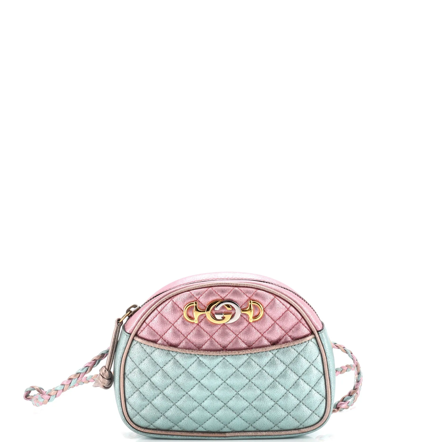 Trapuntata Camera Shoulder Bag Quilted Laminated Leather Mini