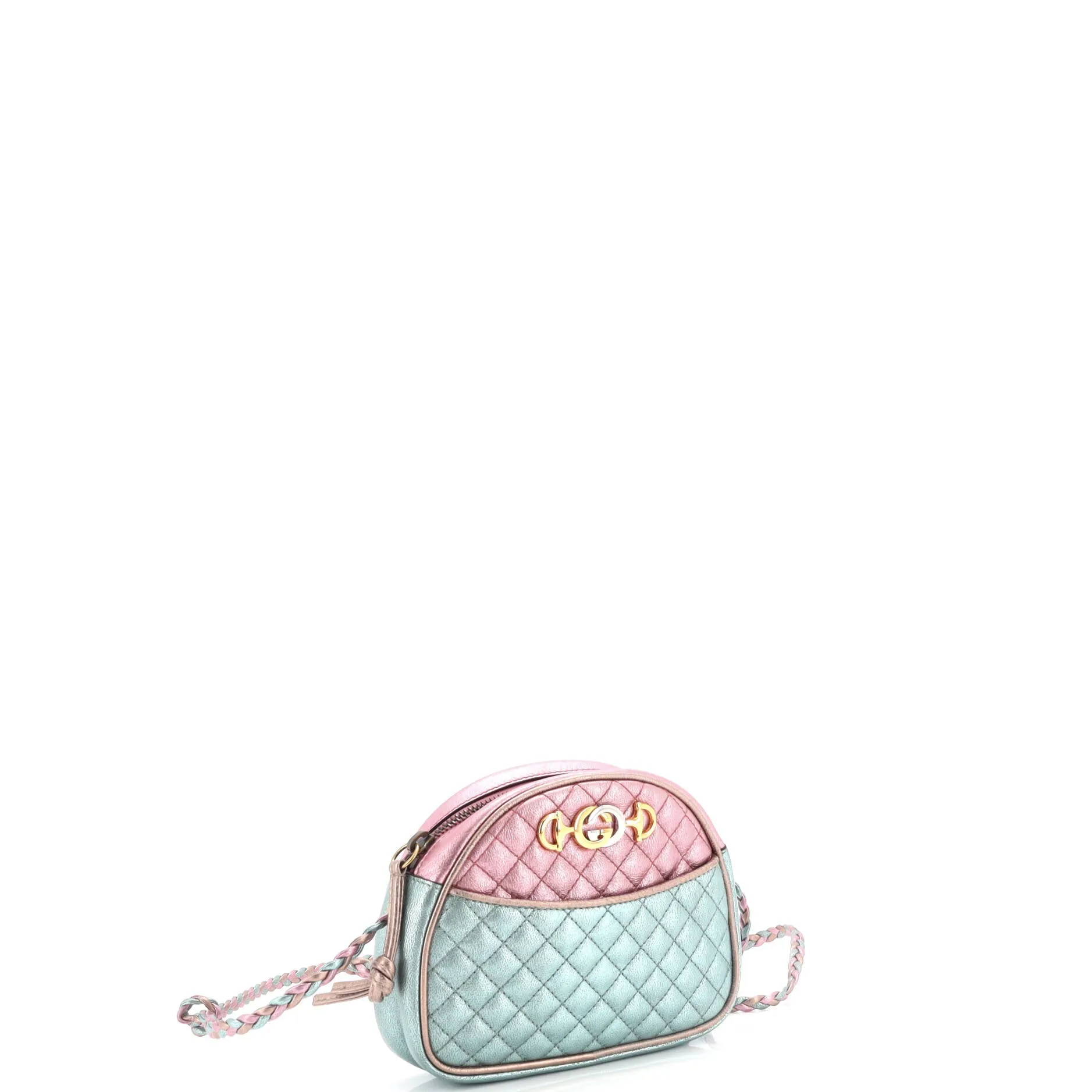 Trapuntata Camera Shoulder Bag Quilted Laminated Leather Mini