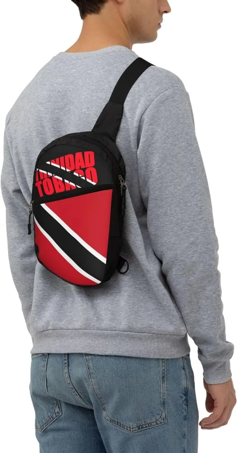 Trinidad and Tobago Flag Packable Crossbody Bag Portable Sling Bags Foldable Travel Daypack Reusable Sports Shoulder Backpack Diagonally Chest Bag for Workout