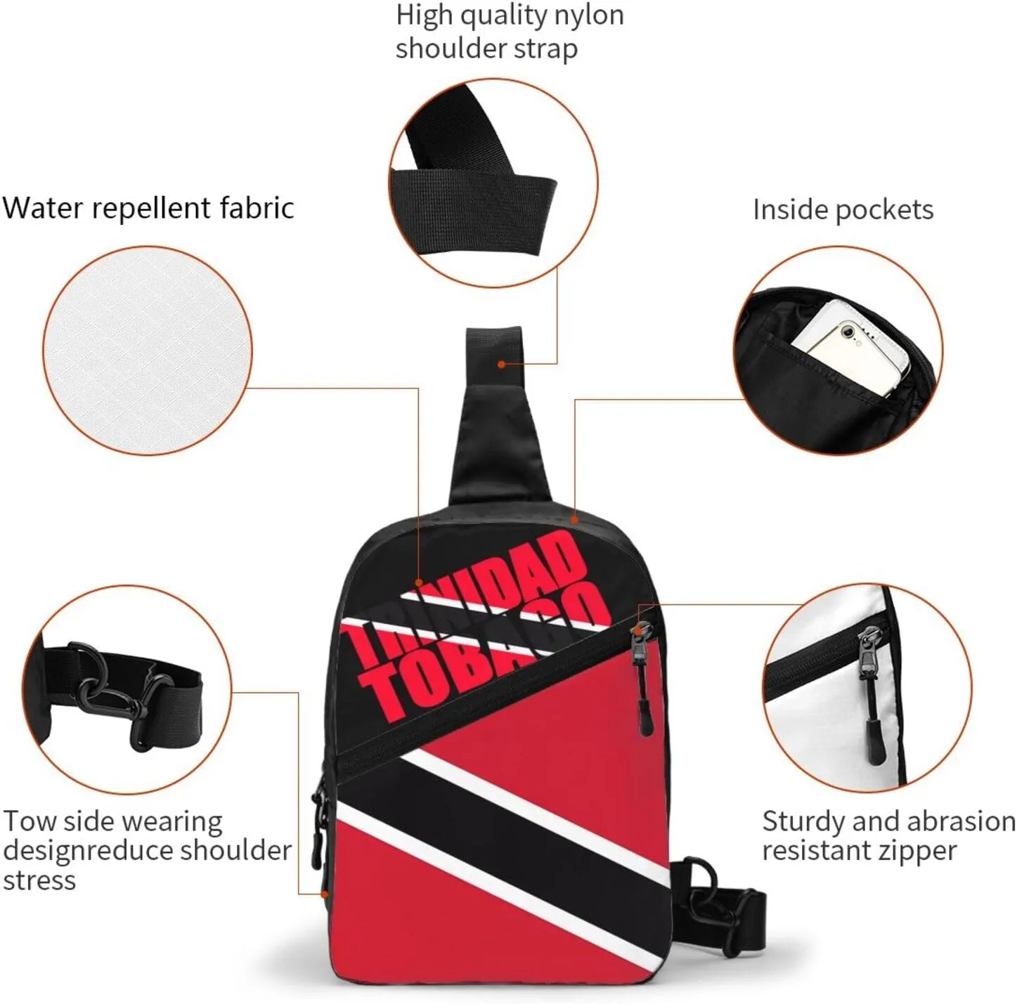 Trinidad and Tobago Flag Packable Crossbody Bag Portable Sling Bags Foldable Travel Daypack Reusable Sports Shoulder Backpack Diagonally Chest Bag for Workout