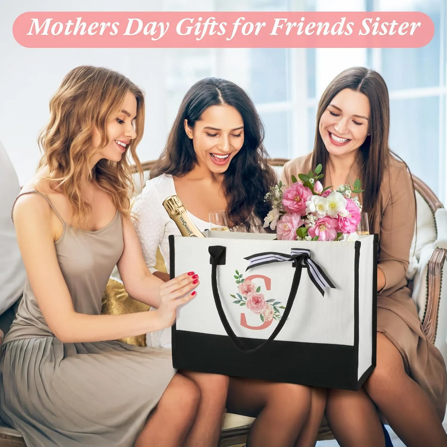 TRSODD Birthday Gifts for Women Mothers Day Gifts for Mom Wife Grandma Daughter Sister Teacher Tote Bag and Makeup Bag Set D