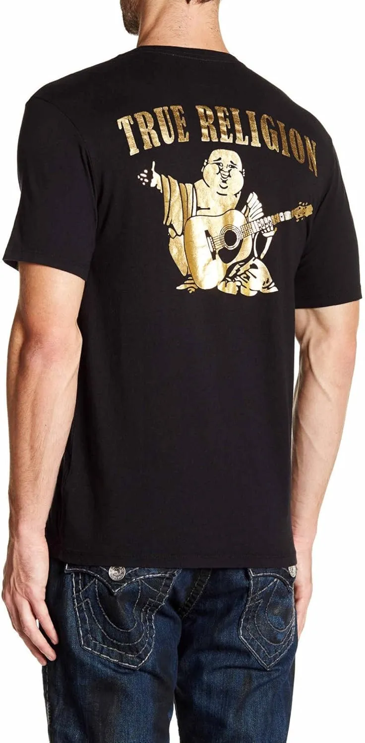 True Religion Men's Big Buddha Metallic Short Sleeve Tee