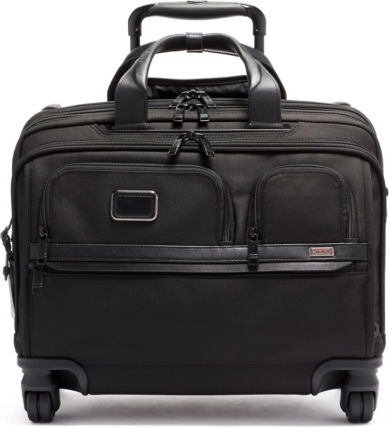 TUMI - Alpha Deluxe 4 Wheeled Laptop Case Brief - Laptop Bag with Wheels - Travel Briefcase with Expandable Design - Black