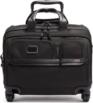 TUMI - Alpha Deluxe 4 Wheeled Laptop Case Brief - Laptop Bag with Wheels - Travel Briefcase with Expandable Design - Black