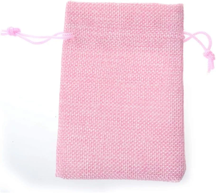 Tvoip 30Pack Burlap Bags with Drawstring Gift Bags Jewelry Pouch for Wedding Party and DIY Craft (Pink, 4 x 5.5 Inch)