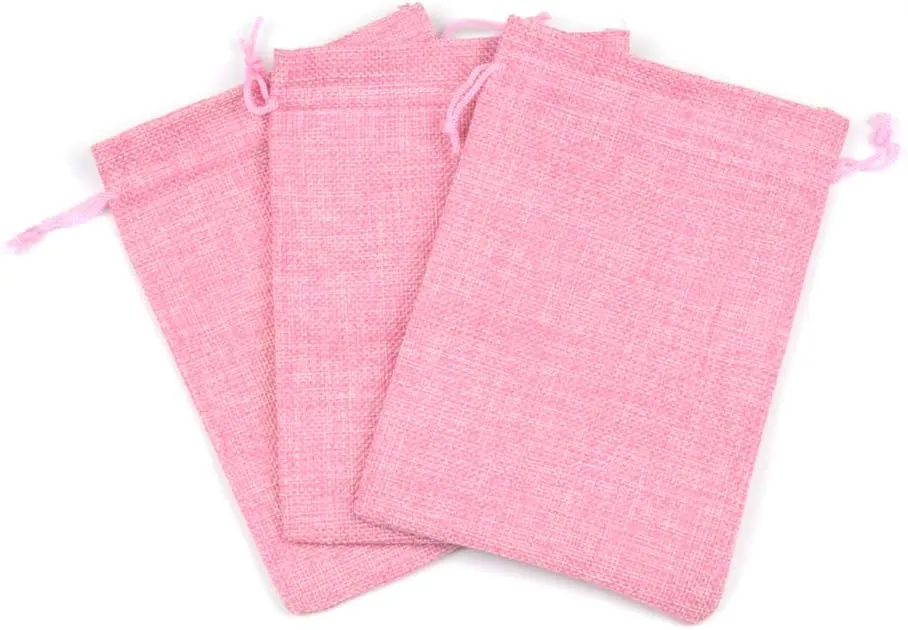 Tvoip 30Pack Burlap Bags with Drawstring Gift Bags Jewelry Pouch for Wedding Party and DIY Craft (Pink, 4 x 5.5 Inch)