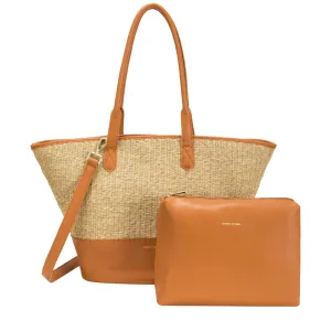 Twin Strap Large Shoulder Bag - Tan
