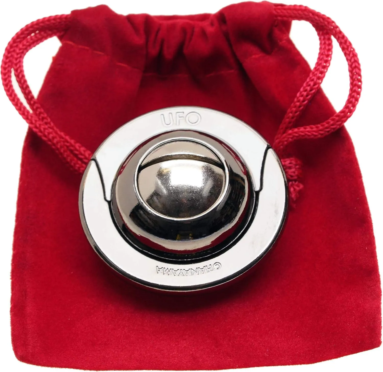 UFO Hanayama Brain Teaser Puzzle, New 2019 Release, Level 4 Difficulty Rating, RED Velveteen Drawstring Pouch, Bundled
