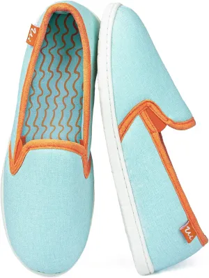ULTRAIDEAS Women's Memory Foam Closed - Back Slippers, Cotton Slip - On House Shoes with Orange Trim for Home & Casual