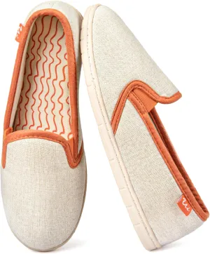 ULTRAIDEAS Women's Memory Foam Closed - Back Slippers, Cotton Slip - On House Shoes with Orange Trim for Home & Casual