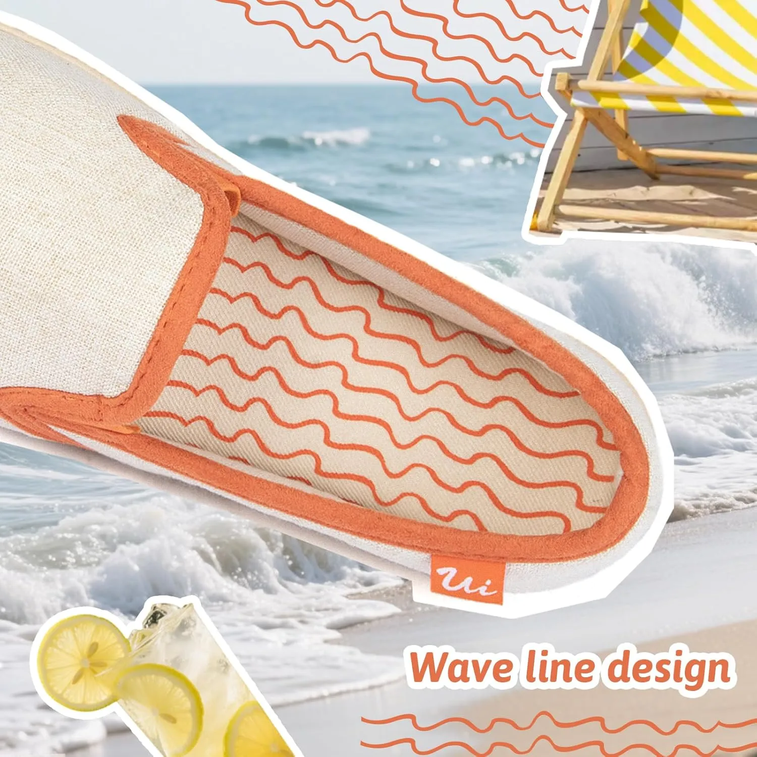 ULTRAIDEAS Women's Memory Foam Closed - Back Slippers, Cotton Slip - On House Shoes with Orange Trim for Home & Casual