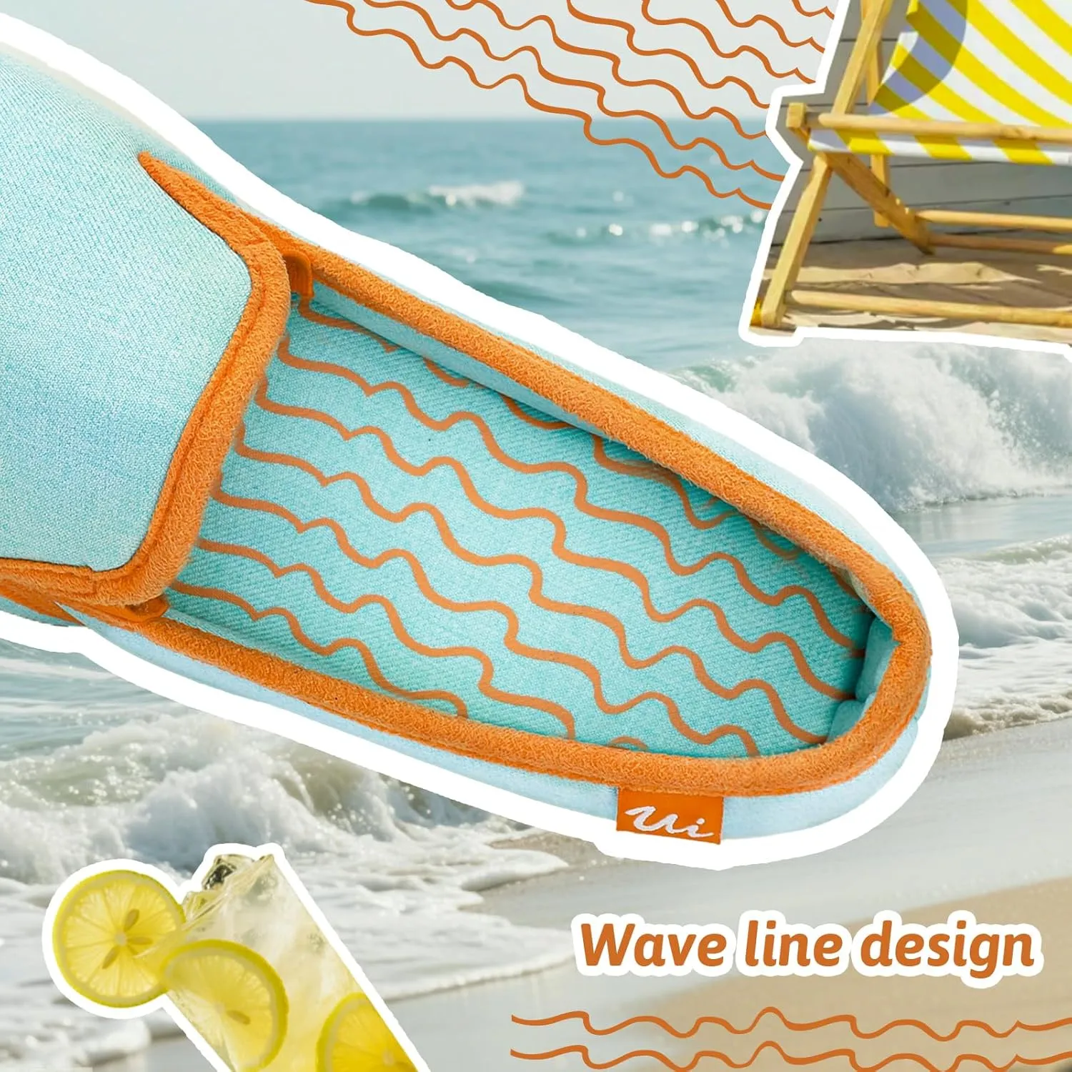 ULTRAIDEAS Women's Memory Foam Closed - Back Slippers, Cotton Slip - On House Shoes with Orange Trim for Home & Casual