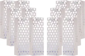 UNIQOOO 12Pcs Metallic Silver Christmas Champagne Wine Gift Bag Bulk with Tags, Polka Dots Single Bottle Holiday Gift Wrapping Wine Bags, New Year Birthday Wedding Party Favor Decor, 14x4.75x3.5 Inch