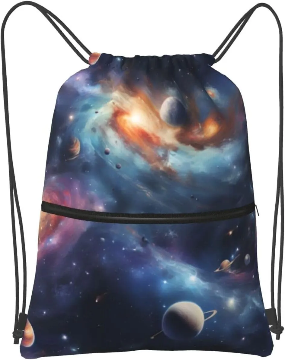 Universe Space Galaxy Drawstring Backpack String Cinch Bag For Fitness Workout, Daily Commute, Travel