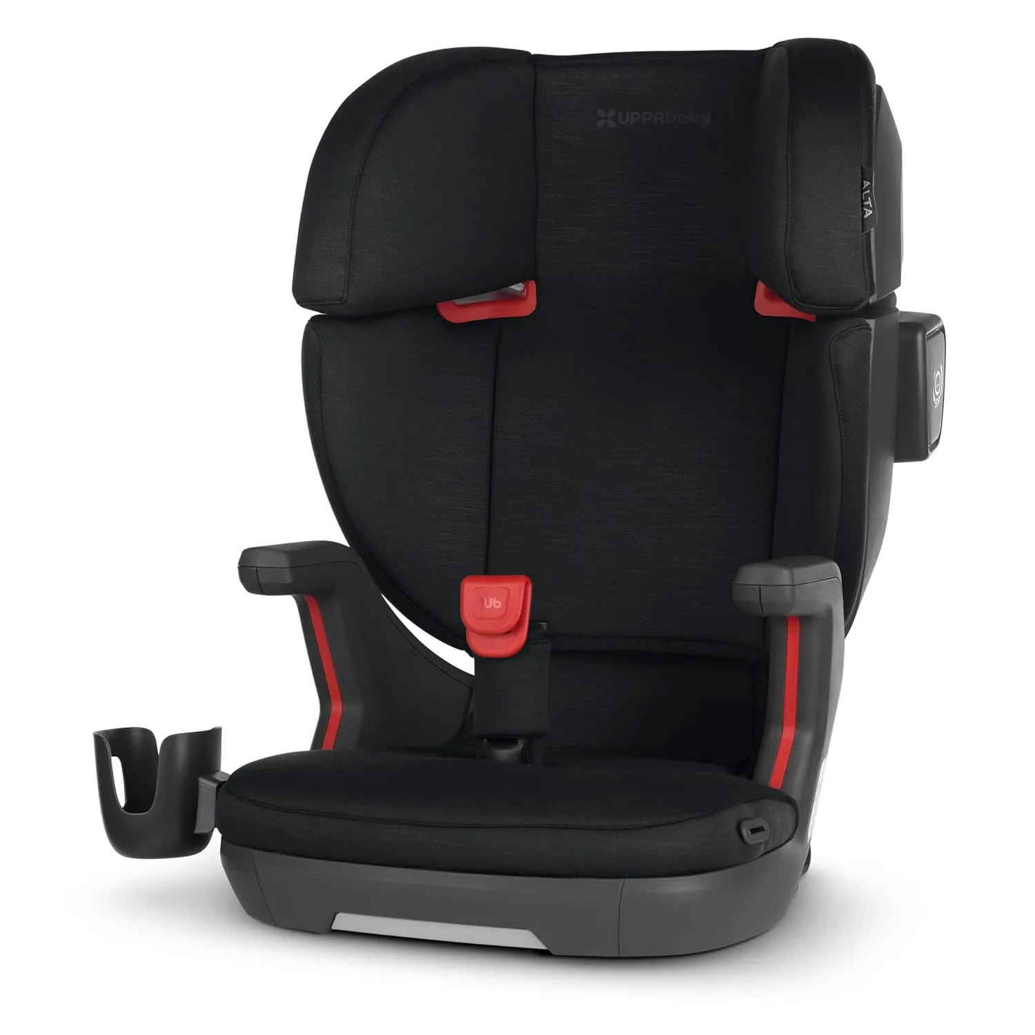 UPPAbaby Alta V2 High Back Booster Seat/Seven-Position, Active Support Headrest for Growing Children/SecureFit Integrated Belt Guide   Positioner/Cup Holder Included/Jake (Black Mélange)