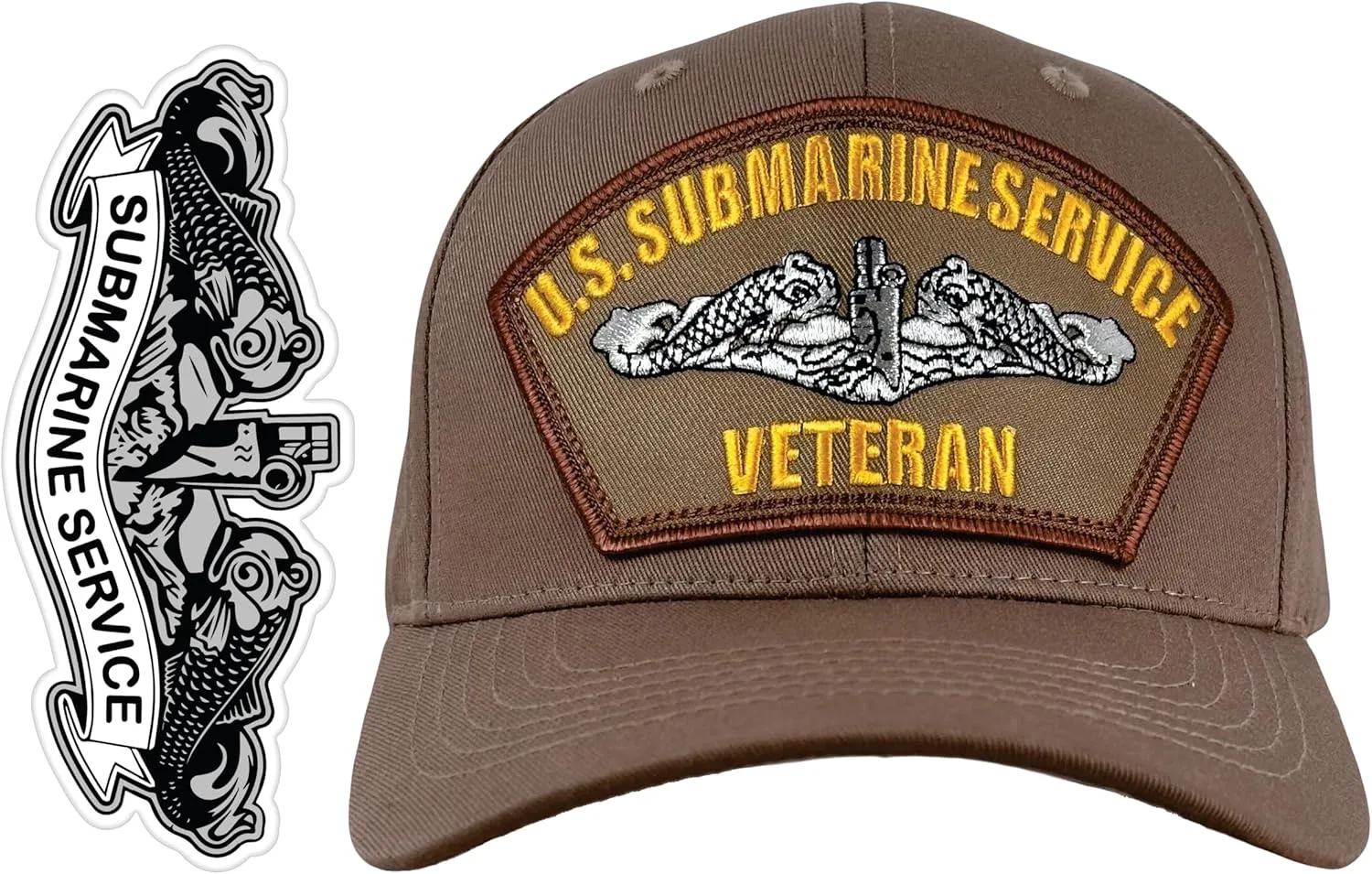 U.S. Submarine Service Veteran Hat Khaki   Free Sticker