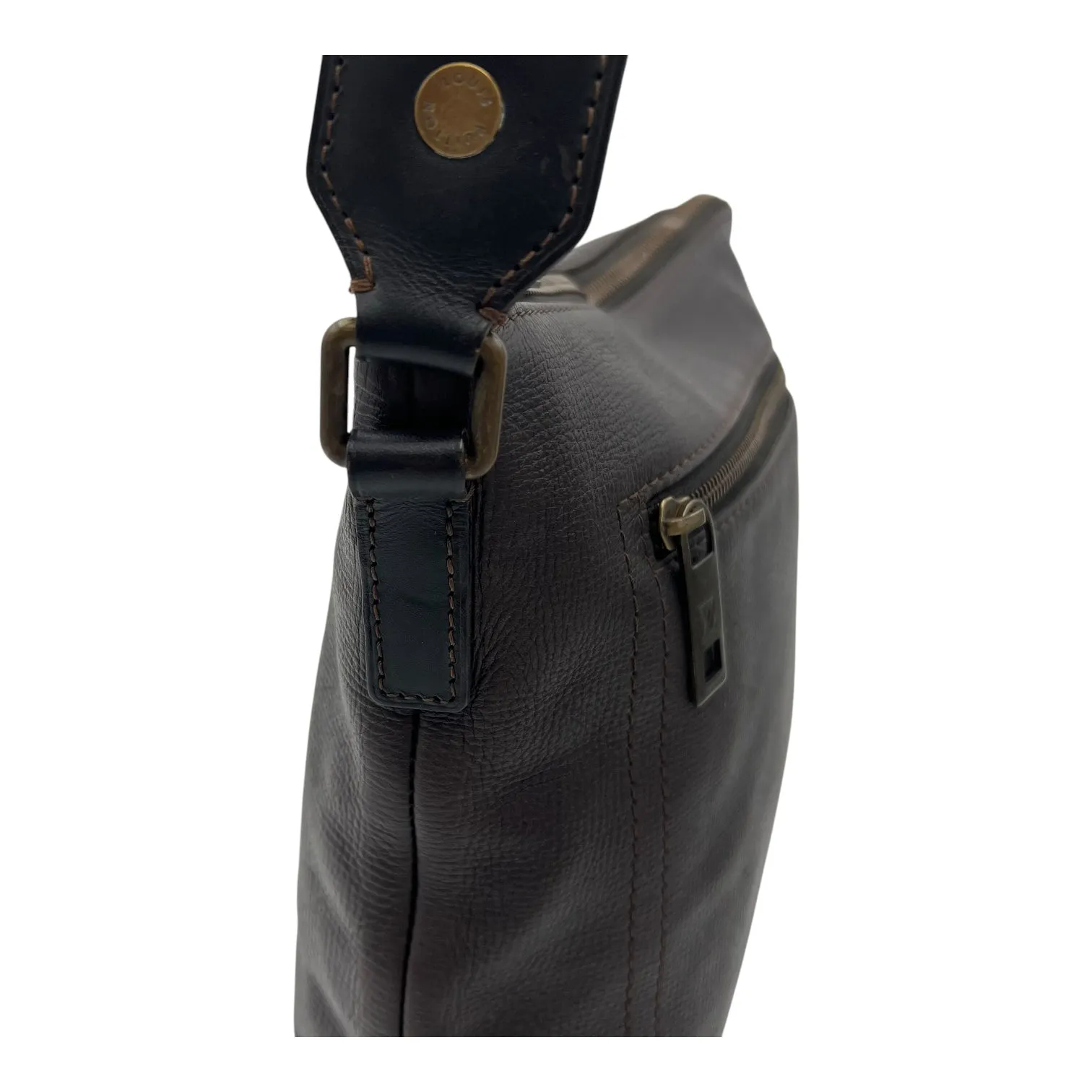 Utah Crossbody Bag Brown in Taiga Leather, Brushed Gold hardware