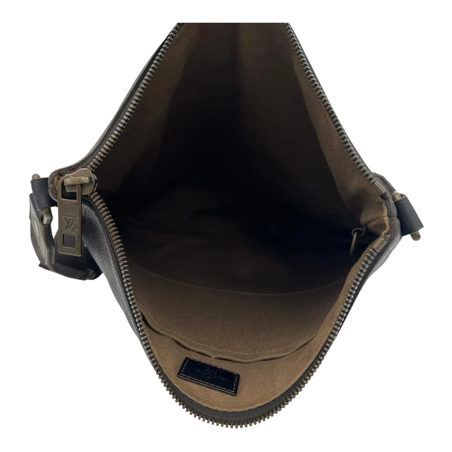 Utah Crossbody Bag Brown in Taiga Leather, Brushed Gold hardware