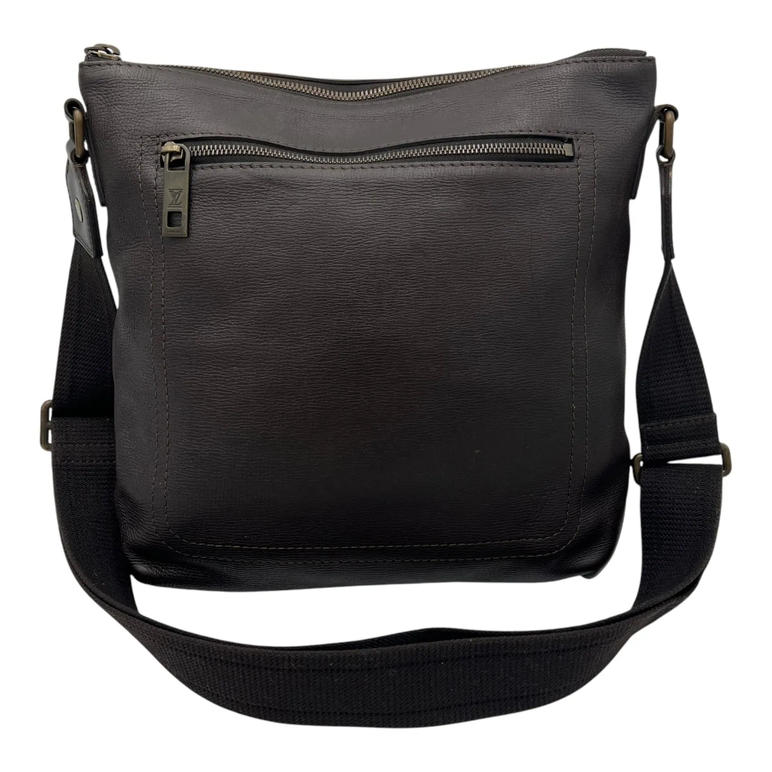 Utah Crossbody Bag Brown in Taiga Leather, Brushed Gold hardware