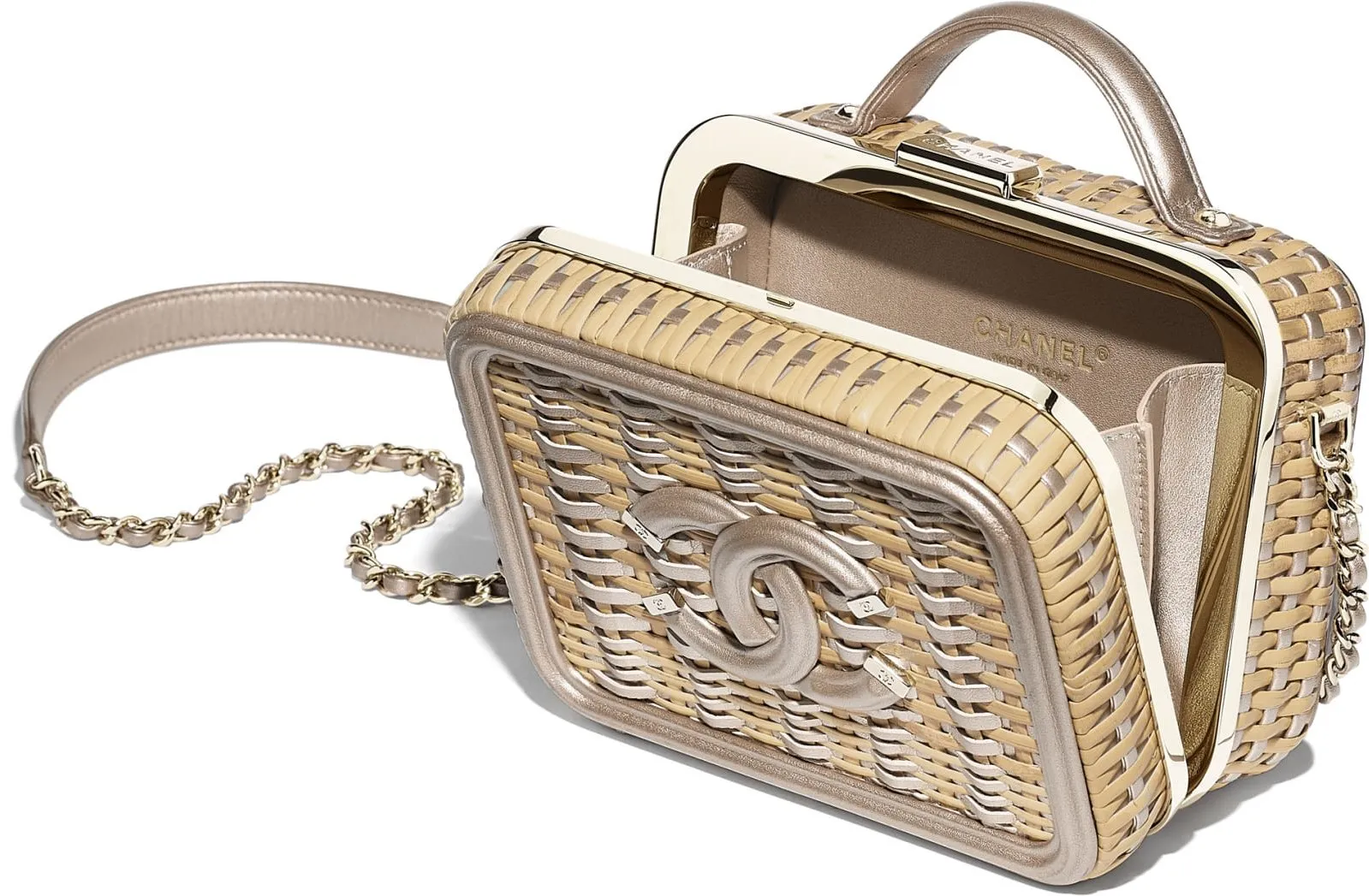 Vanity Case, Beige & Gold