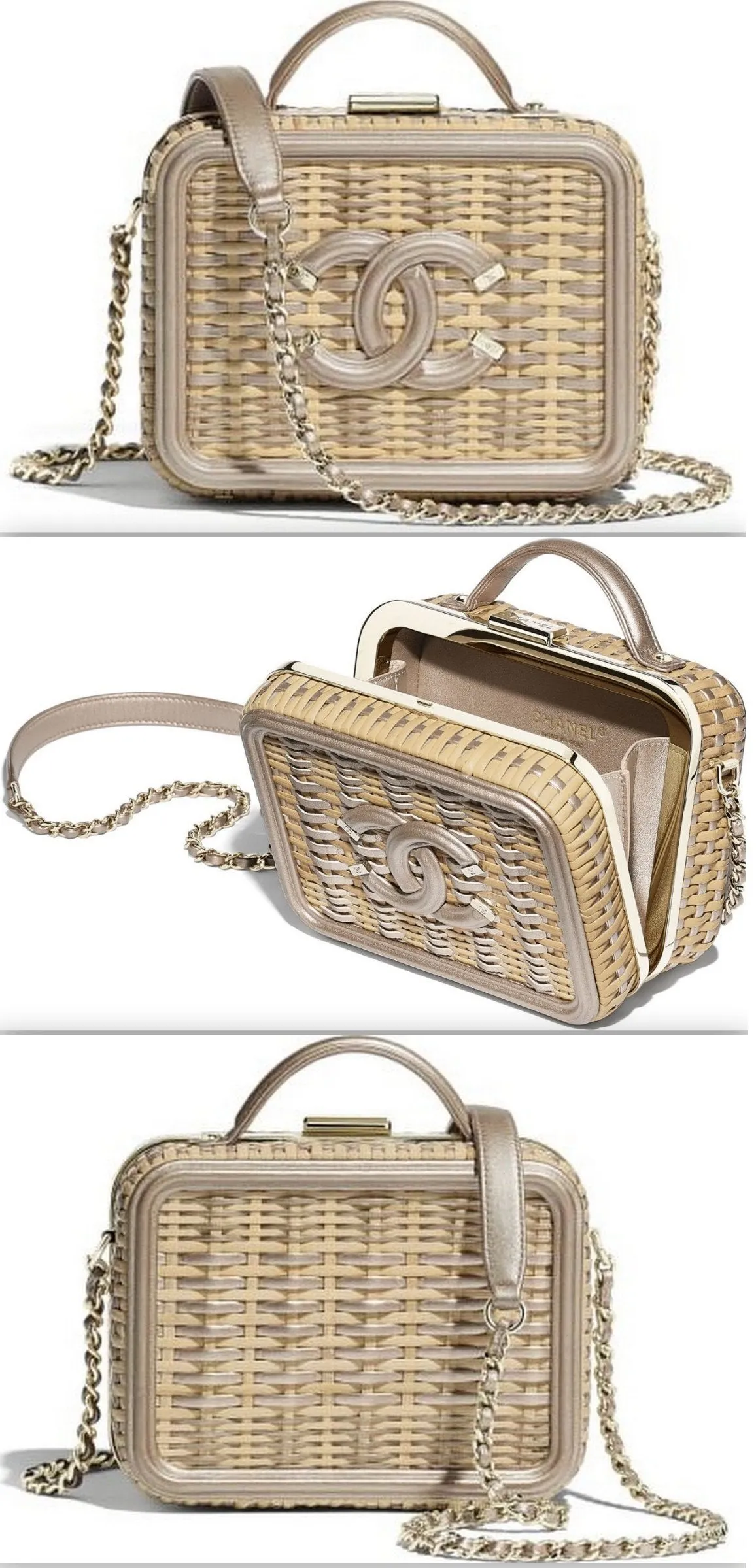 Vanity Case, Beige & Gold