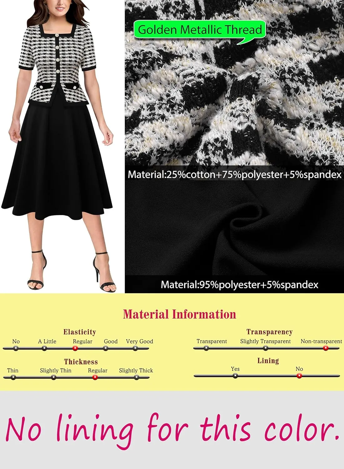 VFSHOW Womens Square Neck Peplum Slim Work Office Business Party A-Line Midi Dress