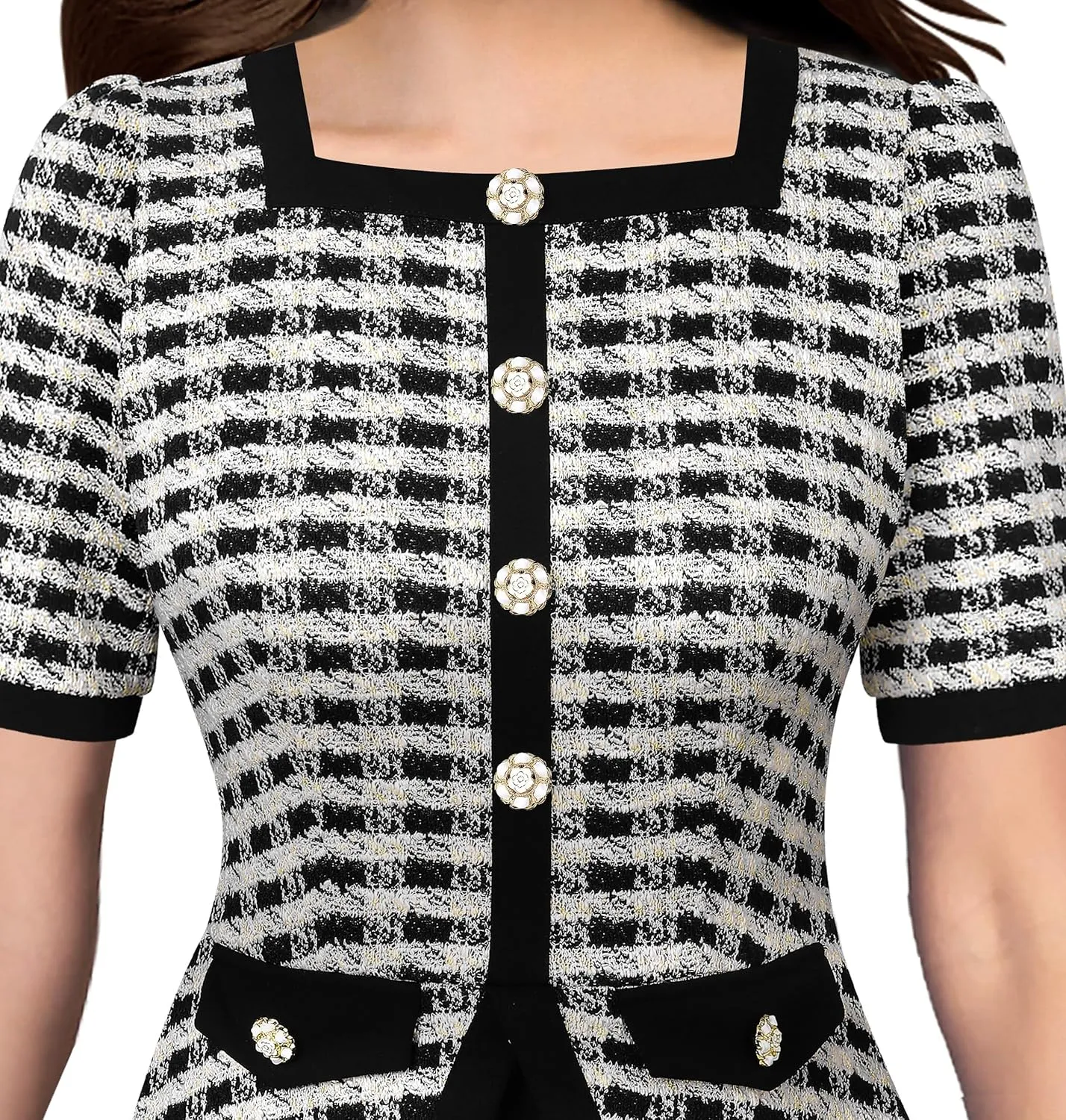 VFSHOW Womens Square Neck Peplum Slim Work Office Business Party A-Line Midi Dress