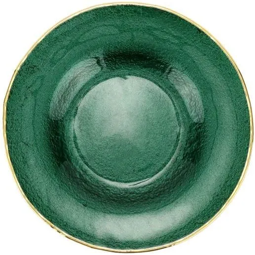 Vietri Metallic Glass Emerald Salad Plate, 8.5" D Elegant Wedding Dessert Appetizer & Sandwich Dish