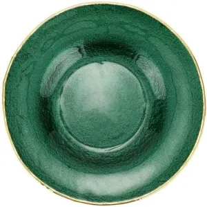 Vietri Metallic Glass Emerald Salad Plate, 8.5" D Elegant Wedding Dessert Appetizer & Sandwich Dish
