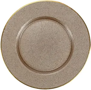 Vietri Metallic Glass Fawn Service Plate/Charger 12.5" D Glass Charger Plate Dinnerware