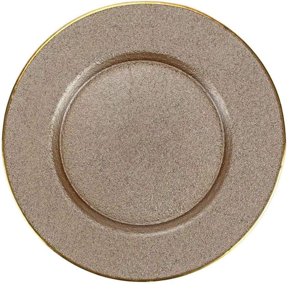 Vietri Metallic Glass Fawn Service Plate/Charger 12.5" D Glass Charger Plate Dinnerware