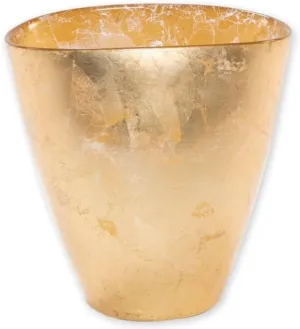 Vietri Moon Gold Glass Small Vase 7.25" L, 4.5" W, 7.5" H Glass Flower Vase, Living Room Decor Glass Vase