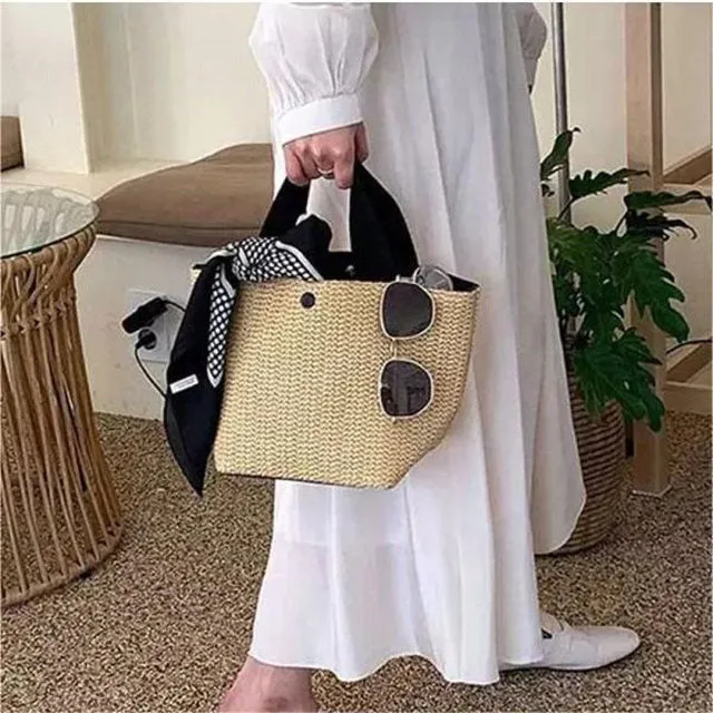 Vintage Beach Straw Bag