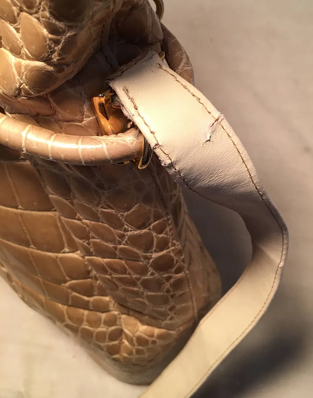 Vintage Morabito Tan Alligator Shoulder Bag