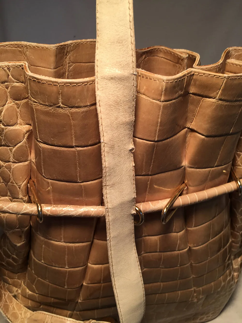Vintage Morabito Tan Alligator Shoulder Bag