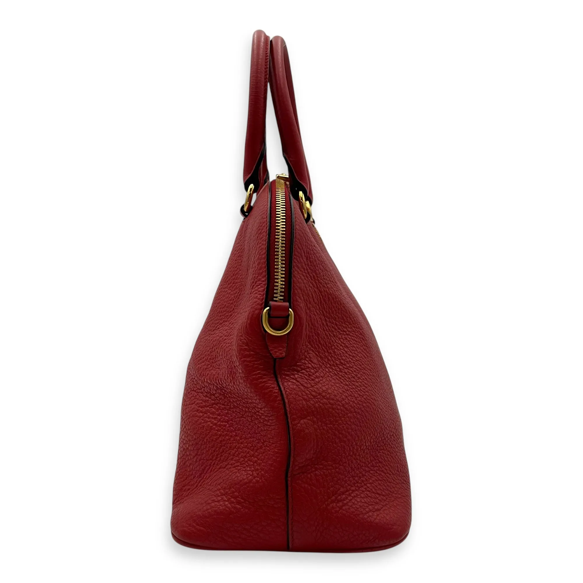 Vitello Daino Medium Red Crossbody Bag in Calfskin, Gold hardware