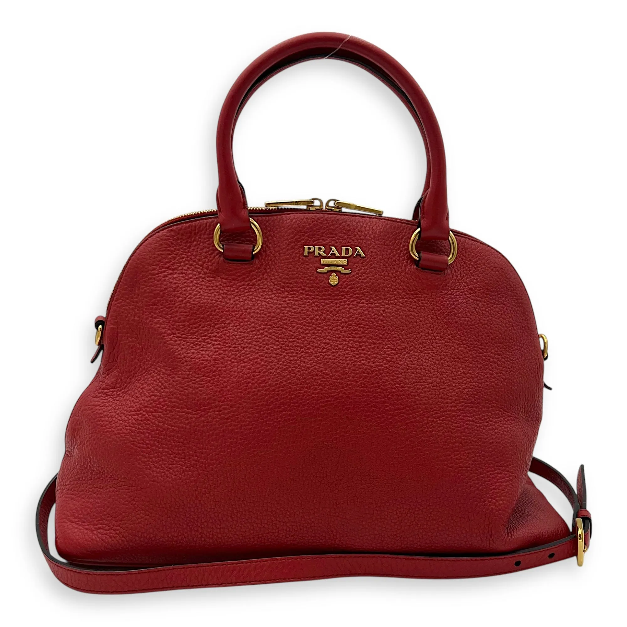 Vitello Daino Medium Red Crossbody Bag in Calfskin, Gold hardware
