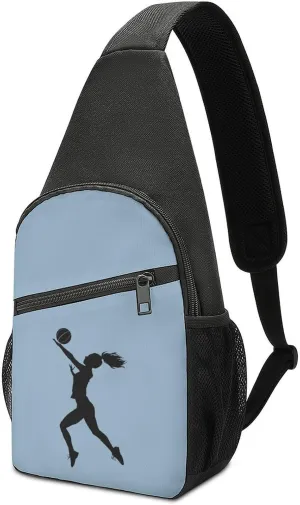 Volleyball Girl Silhouette Spike Attack Sling Bag Travel Daypack Crossbody Shoulder Backpack for Hiking Cycling