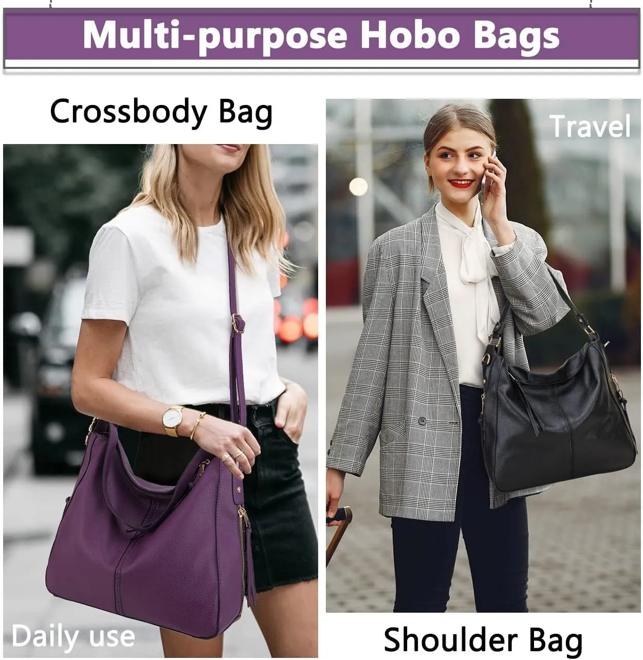 VX VONXURY Hobo Bags for Women, Faux Leather Tote Purse Ladies Handbag Medium Shoulder Bags with Side Pockets for Work Travel