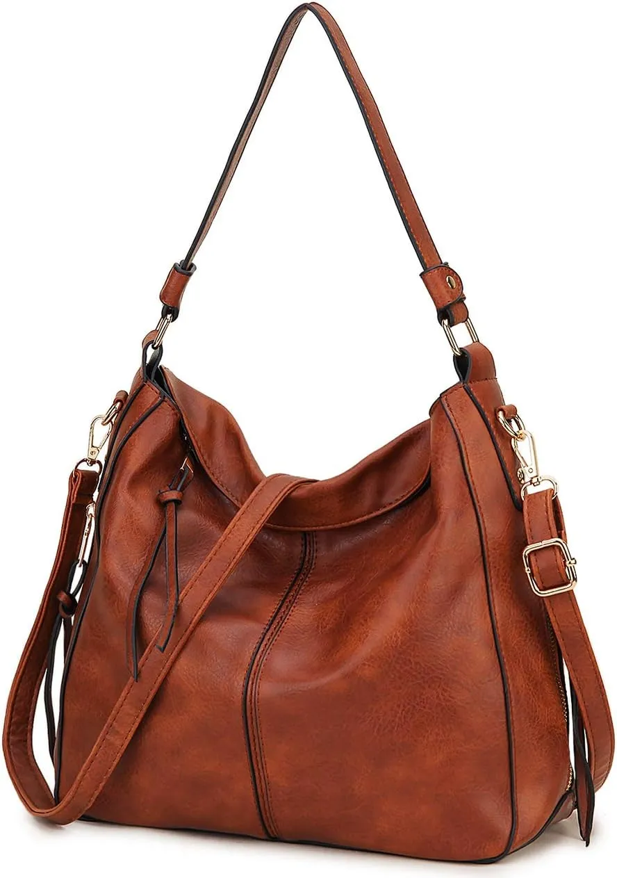 VX VONXURY Hobo Bags for Women, Faux Leather Tote Purse Ladies Handbag Medium Shoulder Bags with Side Pockets for Work Travel