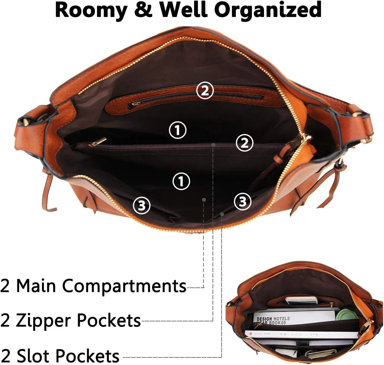 VX VONXURY Hobo Bags for Women, Faux Leather Tote Purse Ladies Handbag Medium Shoulder Bags with Side Pockets for Work Travel