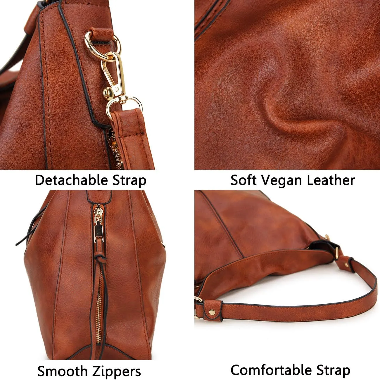 VX VONXURY Hobo Bags for Women, Faux Leather Tote Purse Ladies Handbag Medium Shoulder Bags with Side Pockets for Work Travel