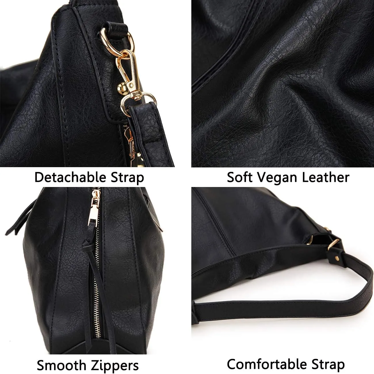 VX VONXURY Hobo Bags for Women, Faux Leather Tote Purse Ladies Handbag Medium Shoulder Bags with Side Pockets for Work Travel