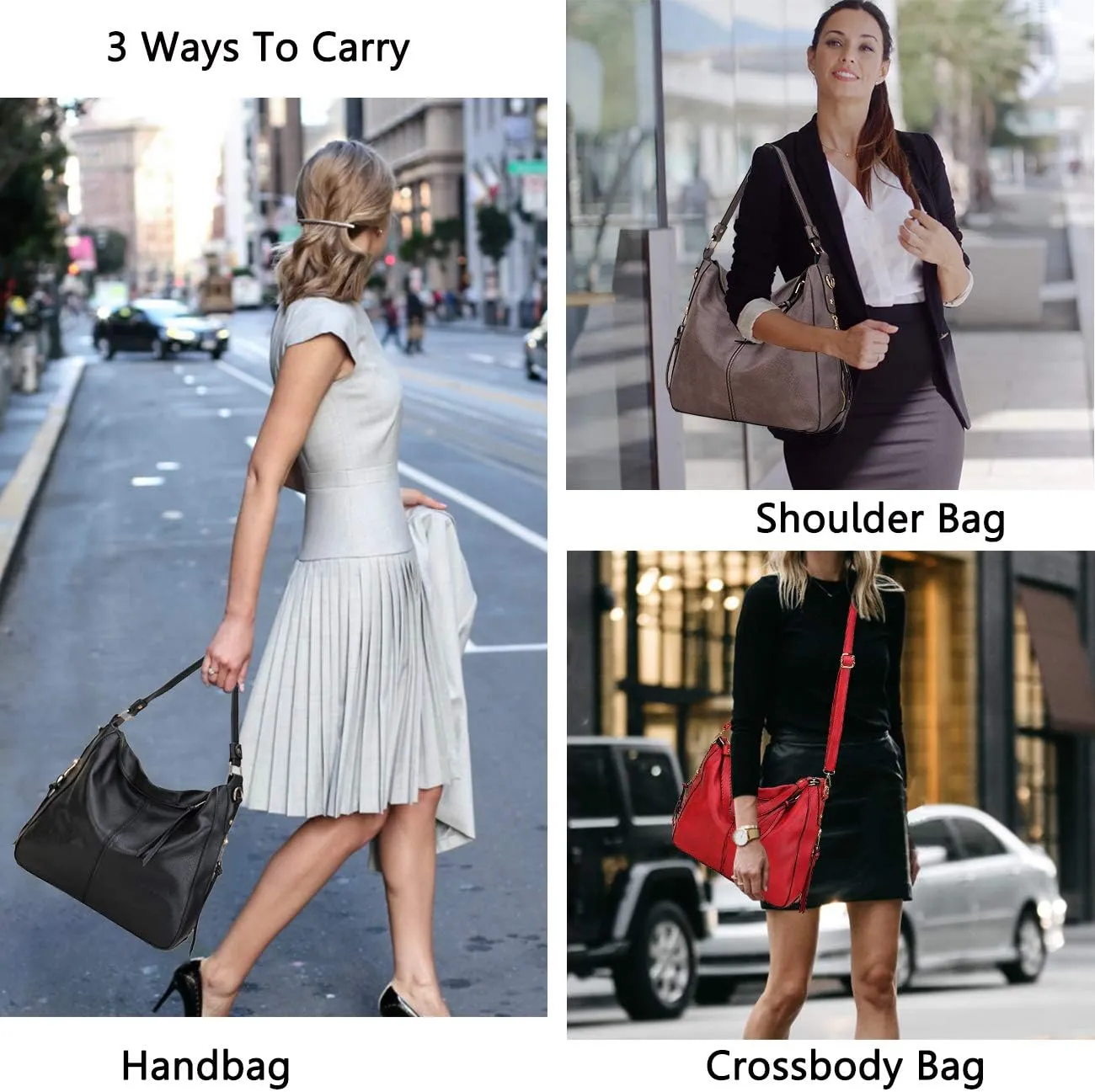 VX VONXURY Hobo Bags for Women, Faux Leather Tote Purse Ladies Handbag Medium Shoulder Bags with Side Pockets for Work Travel