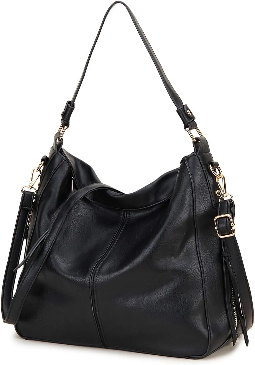 VX VONXURY Hobo Bags for Women, Faux Leather Tote Purse Ladies Handbag Medium Shoulder Bags with Side Pockets for Work Travel