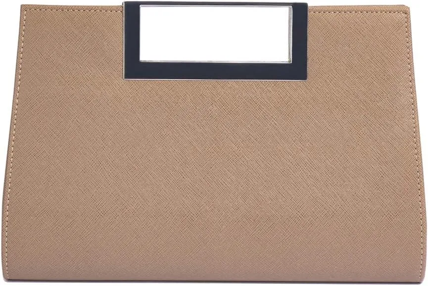 WALLYN'S Clutch Purse for Women PU Leather/Straw Evening Party Metal Grip Cut it out Handbag with Shoulder Chain Strap